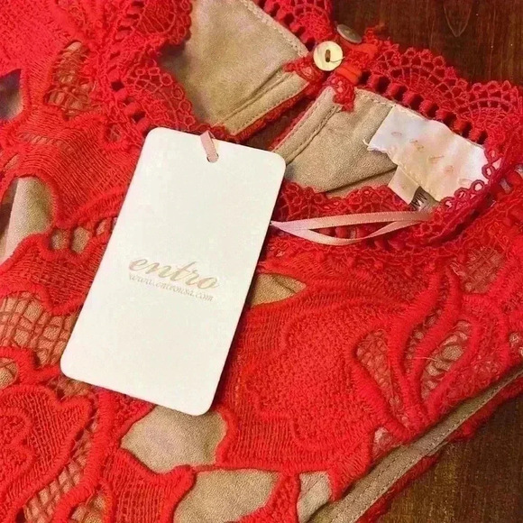 Entro Anthropologie red lace dress size small NWT - Picture 4 of 7